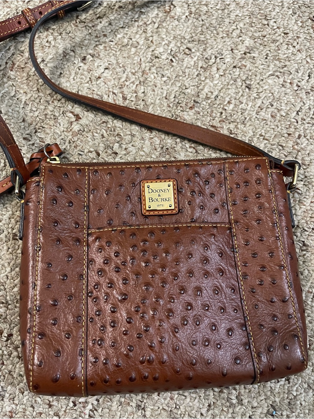 Dooney & Bourke Ostrich Embossed Leather Crossbody Bag, 8x 8x 2